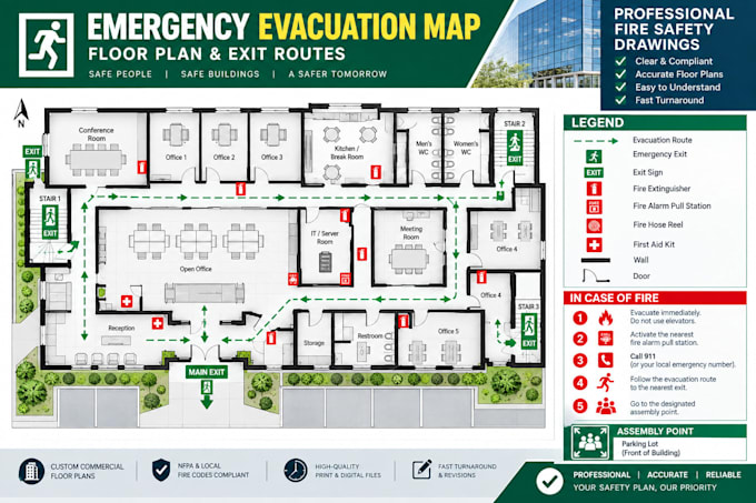 design commercial emergency evacuation maps and exit plans