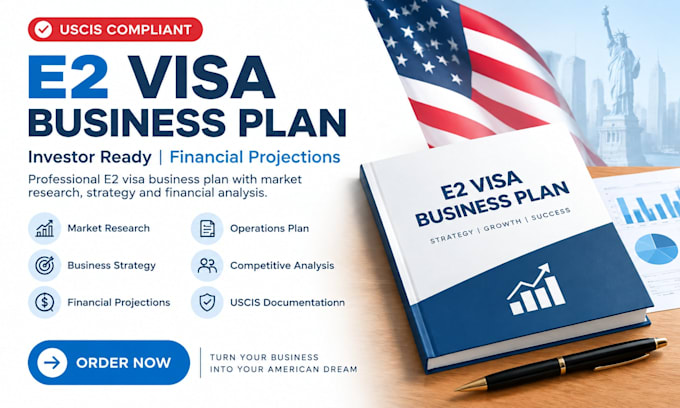 write a uscis compliant e2 visa business plan with financial projections
