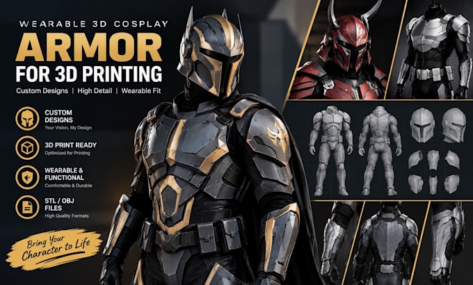 design wearable 3d cosplay armor for 3d printing