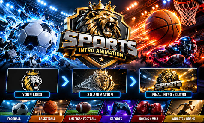 create a 3d sports intro and outro animation for your team