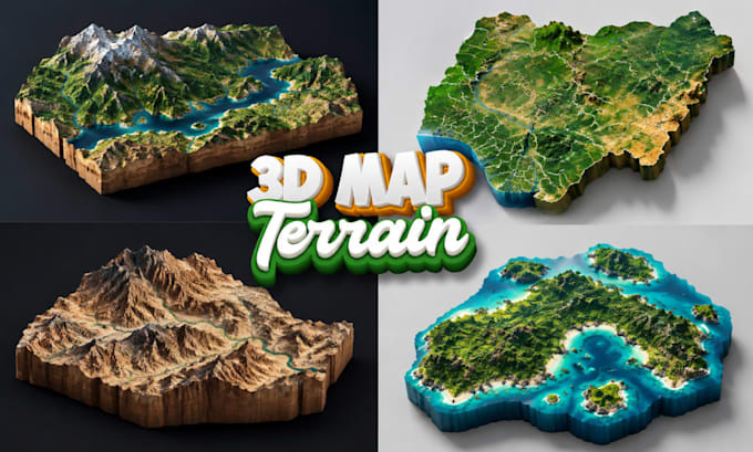 create 3d terrain map, shaded relief map, topography map, stl topography model