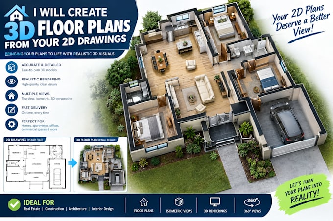 create 3d floor plans from your 2d drawings