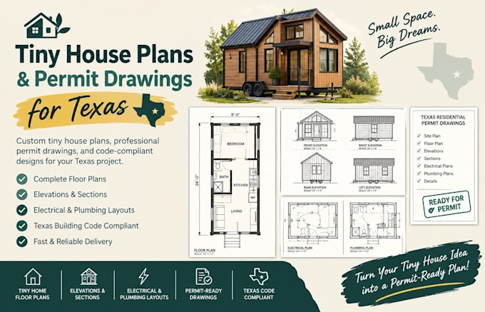 draw tiny house plans and tiny house permit drawings for texas