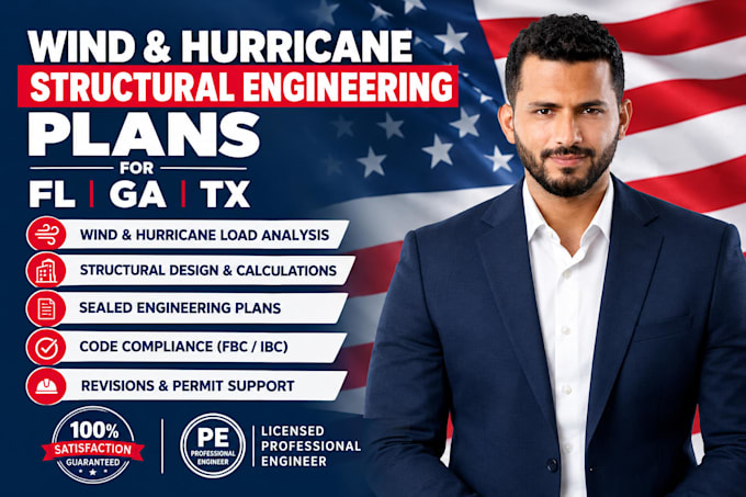 design wind and hurricane structural engineering plans for fl ga tx