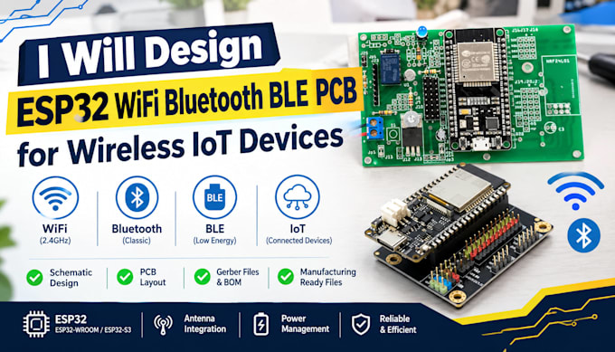 design esp32 wifi bluetooth ble pcb for wireles lot devices