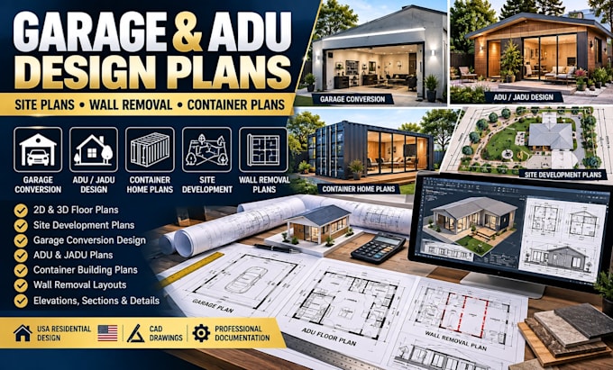do garage site development plan wall removal container home plan adu jadu USA
