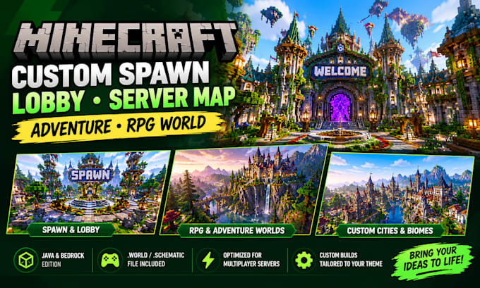 build a custom minecraft spawn minecraft lobby server map adventure rpg world