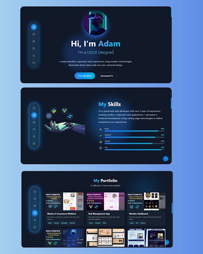 create a modern responsive website with HTML CSS javascript