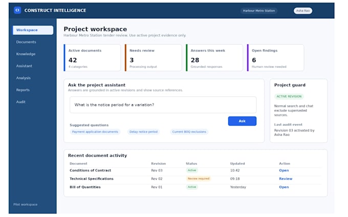a custom rag ai chat bot for your construction documents