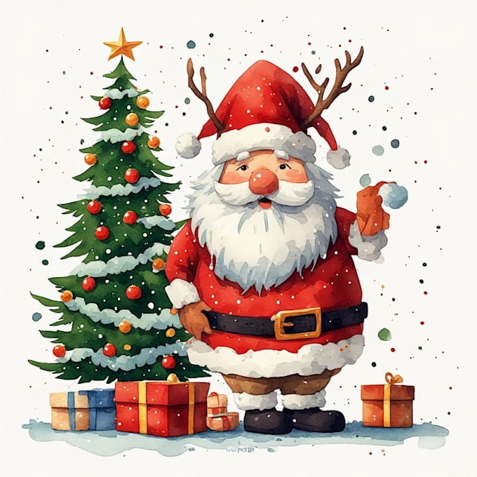 design a custom flat style christmas illustration