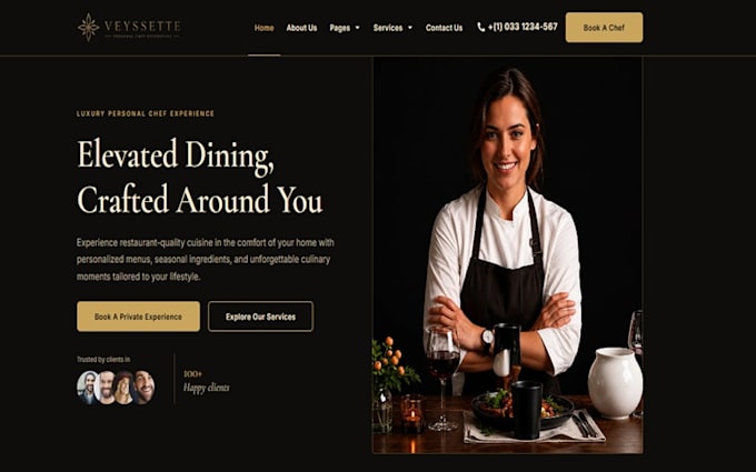 design redesign squarespace private chef holiday dinner booking website