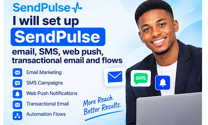 set up sendpulse email, SMS, web push, transactional email and flows