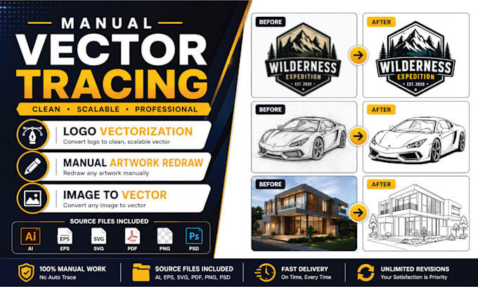 manually vectorize logo, vector tracing and redraw image to vector