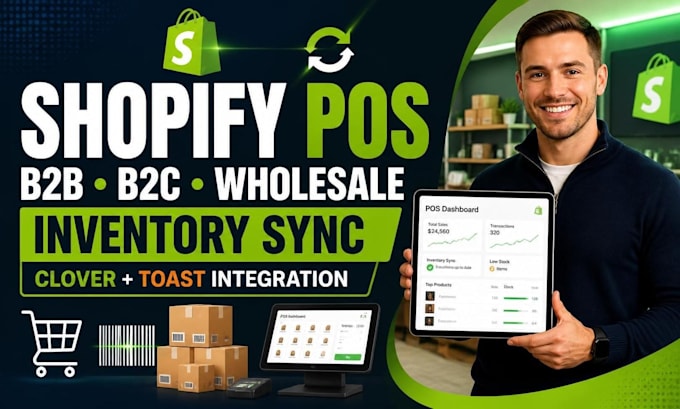 setup shopify pos b2b b2c wholesale inventory sync clover toast pos integration