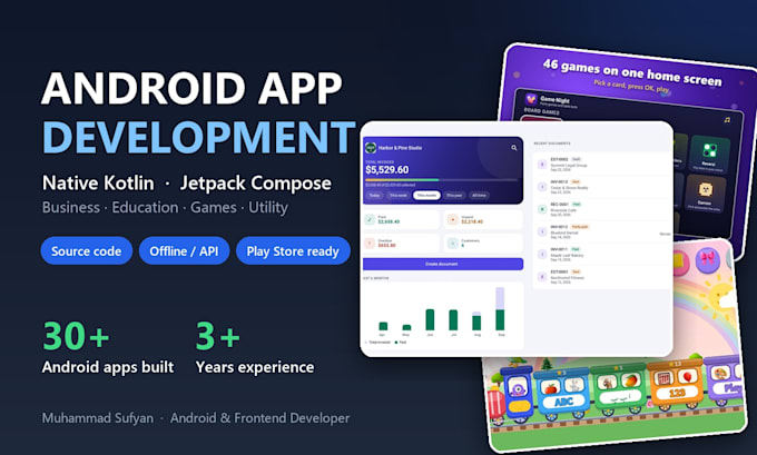 develop a custom android app in kotlin