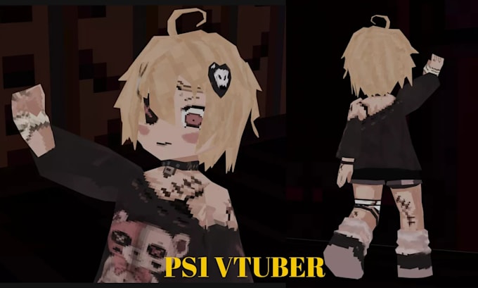 create custom retro ps1 style 3d low poly vtuber avatar streaming vrm 3d model