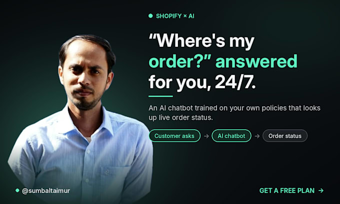 set up a shopify ai chatbot for order tracking and customer faqs