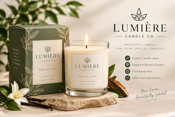 do candle label and product label design