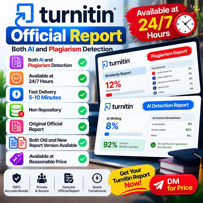 deliver you plagiarism report and ai detection report
