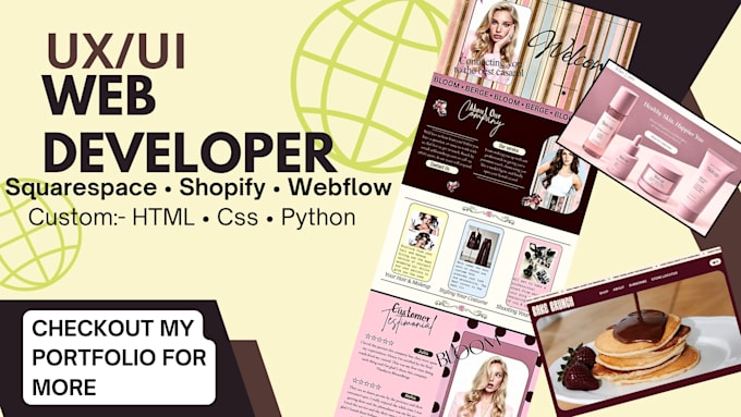develop a website squarespace shopify webflow uxui canva