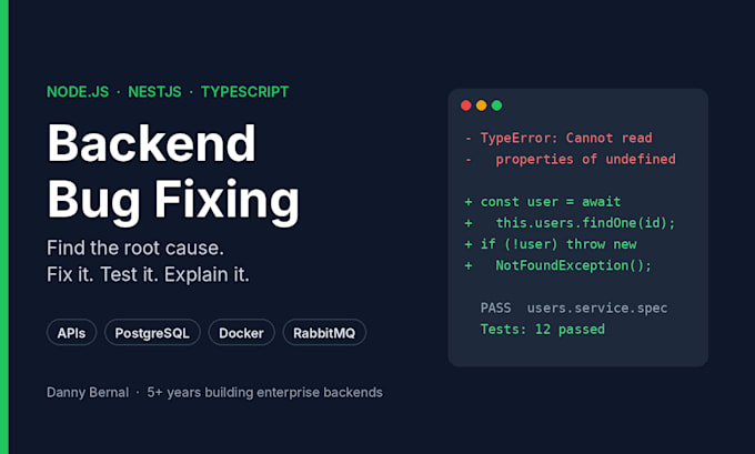fix bugs in your node js nestjs and typescript backend