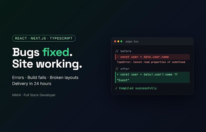 fix bugs and errors in your react or nextjs website