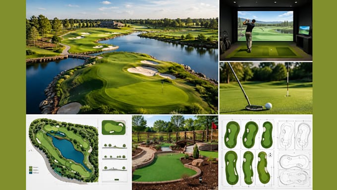 design 2d 3d golf courses, golf simulation, mini golf, putting greens and print