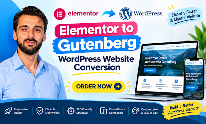 elementor to gutenberg wordpress website conversion