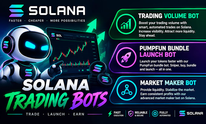 create trading volume bot, pumpfun bundle launch bot, market maker bot on solana
