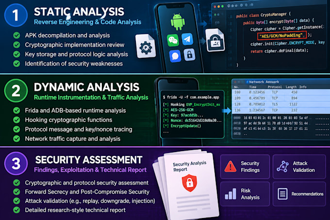 analyze secure messaging protocols and cryptographic vulnerabilities