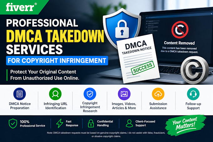 provide professional dmca takedown services for copyright infringement