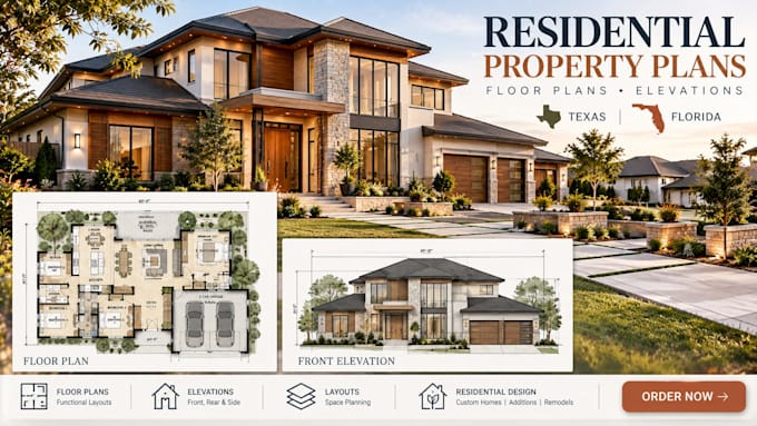 create residential property plans and elevations in texas, florida