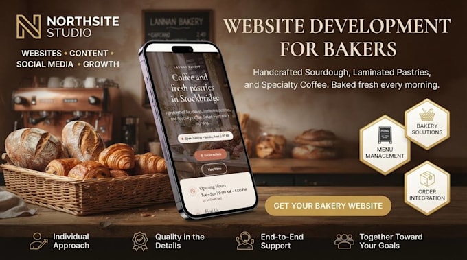 create a modern website for your coffee shop or bakery