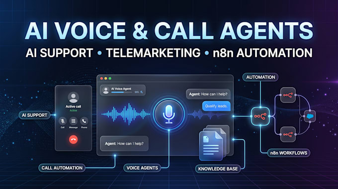 automate ai call and voice agent, knowledge based support, telemarketing, n8n