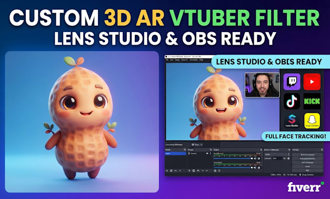 create custom 3d ar vtuber filter streaming avatar lens studio