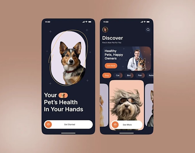 develop pet care app, pet tracking app, veterinary app and pet grooming app