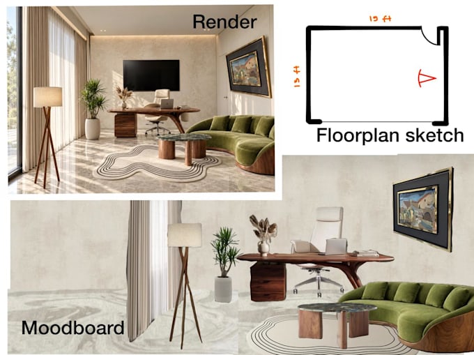 turn your interior moodboard into realistic 3d renderings