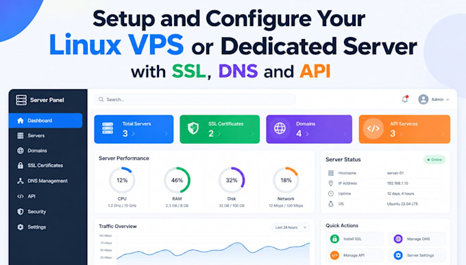 setup and configure your linux vpx or dedicated server with ssl dns and API