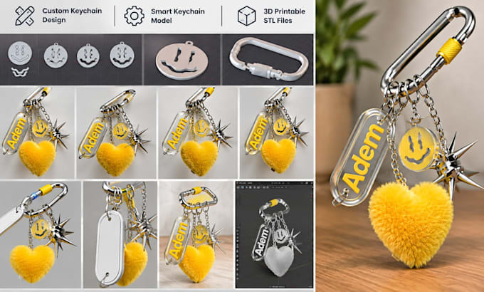 design custom 3d keychains, smart logo keychains and 3d printable stl files