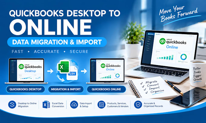 migrate quickbooks desktop to online, excel conversion, data import