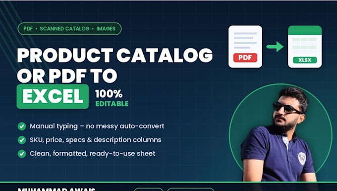 transcribe the product catalog or PDF into editable excel
