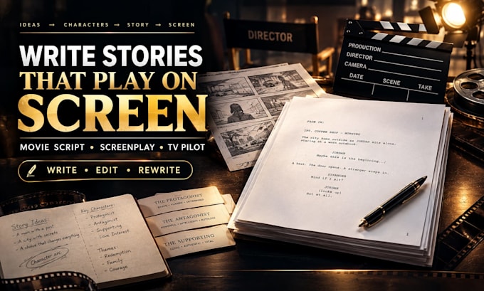 write and edit movie script writing, screenplay, film script, tv pilot