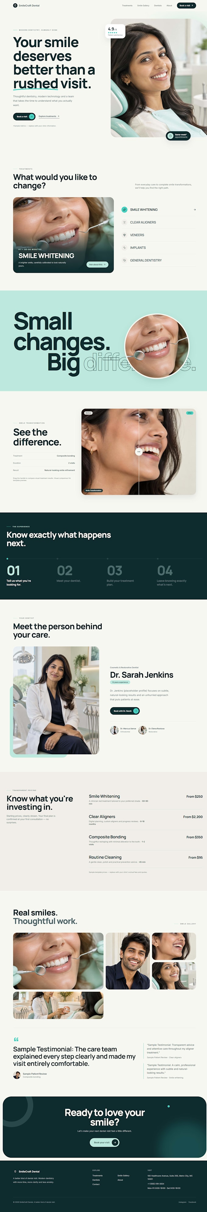 build a modern responsive dental clinic website