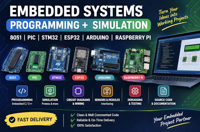 program and simulate 8051, stm32, esp32 and arduino projects