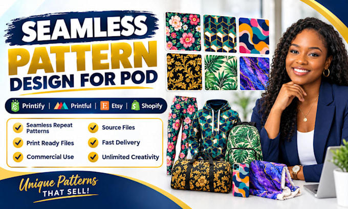 create seamless all over print pattern for printify printful and pod products