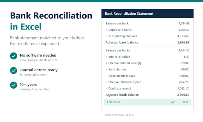 do bank reconciliation and ledger matching in excel