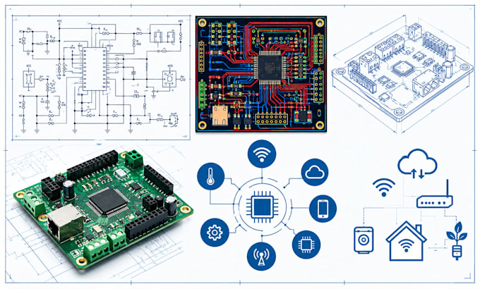 design custom pcb, schematic, circuit board and embedded iot systems