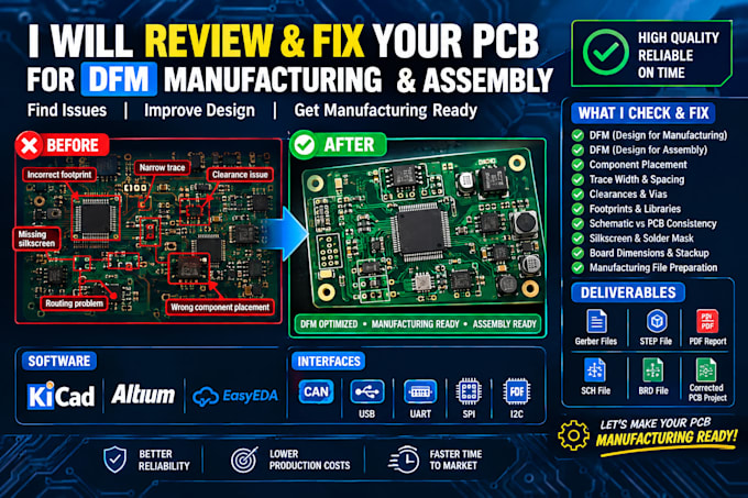 review and fix your pcb for dfm manufacturing and assembly