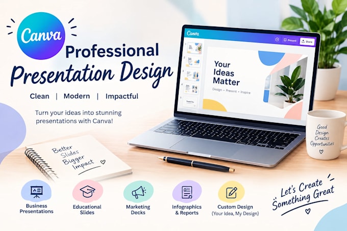 design a professional canva presentation and powerpoint slides