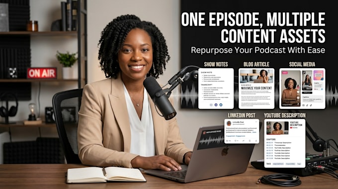 repurpose your podcast into show notes blogs and social content timestamp